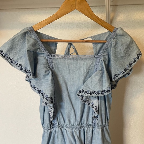 Mini Denim Ruffle Dress - Picture 2 of 6